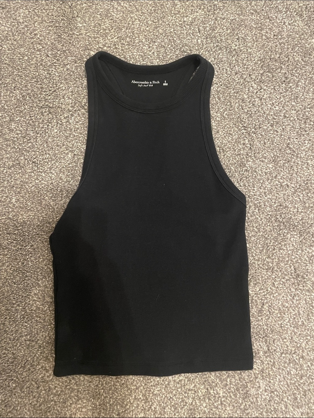 Abercrombie & Fitch Black Ribbed High-Neck Tank
